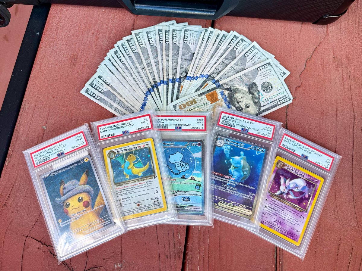 Truth_in_motion's tweet photo. SOLD ‼️✅ Deals with the Homies >>

- Van goh Pika (PSA 9) 
- Dark dragonite (PSA 9)
- Bubble Mew (PSA 9)
- 151 Blastsoise (PSA 10)
- Dark Espeon (PSA 7)

Hits different when they goto the right hands. 💙💙

#Pokemon #PSAcard #PokemonTcg https://t.co/gRdZJdJmIU