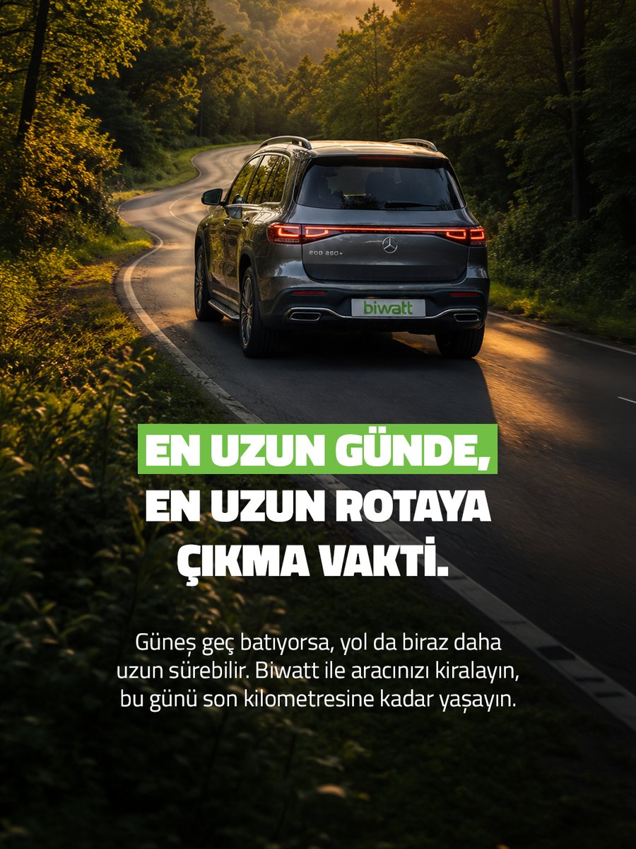 biwatt_'s tweet photo. Yılın en uzun gününde, rotayı biraz daha uzatın.

Biwatt ile aracınızı kiralayın, yazın en uzun gününü yolda yaşayın.

#Biwatt #FutureDriven #ElektrikliSürüş https://t.co/C25WcwdMGf