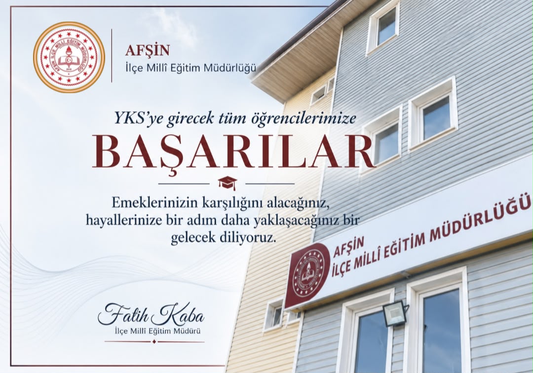 AfsinMem's tweet photo. YKS Sınavına Girecek Tüm Öğrencilerimize Başarılar Diliyoruz. 
#YKS2026
2026-YKS https://t.co/Gnm3updJsm
