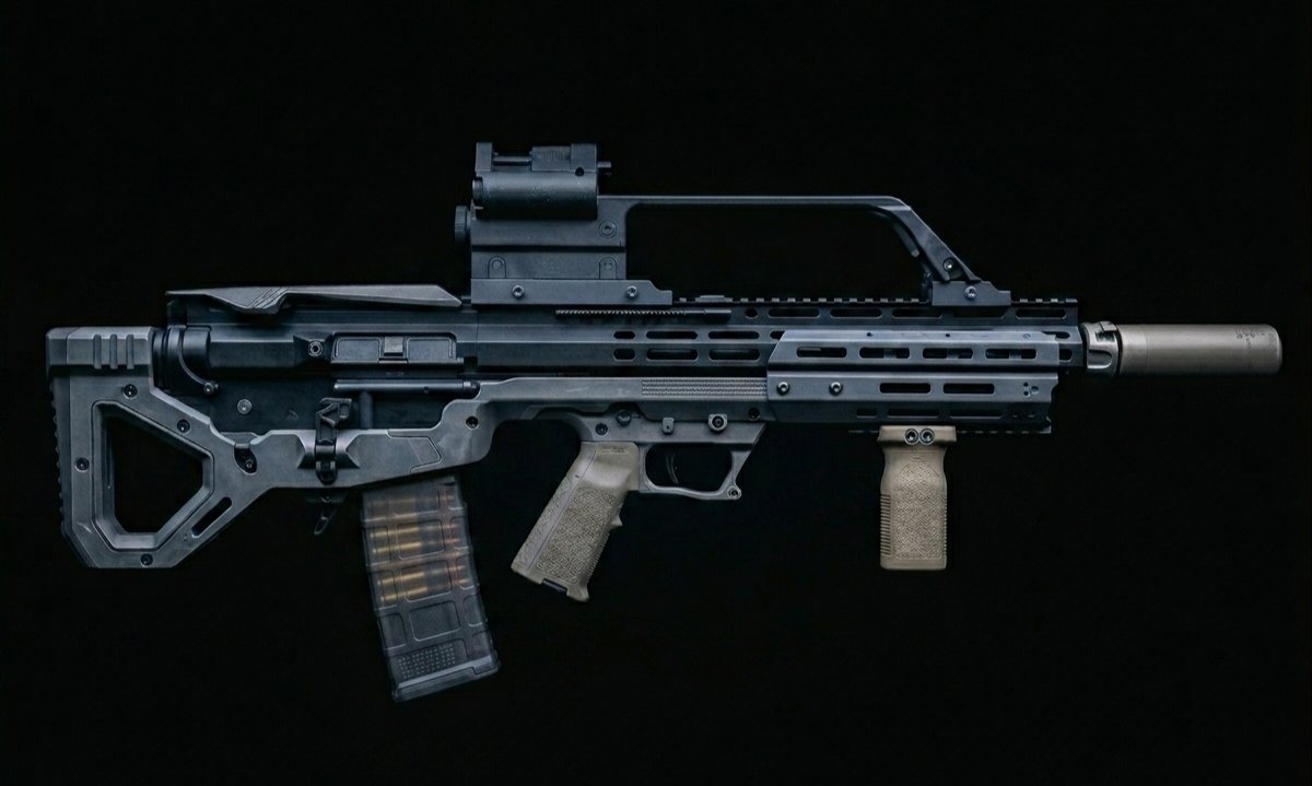 SRUGBB's tweet photo. Premium styling meets bullpup innovation. Custom SARB15 Bullpup x FM15 Upper with that classic G36-style carry handle optic. Clean, dark, and lethal. ⚡️

​#SARB15 #FM15 #Bullpup #G36 #CustomRifle https://t.co/N418hI0Oeh