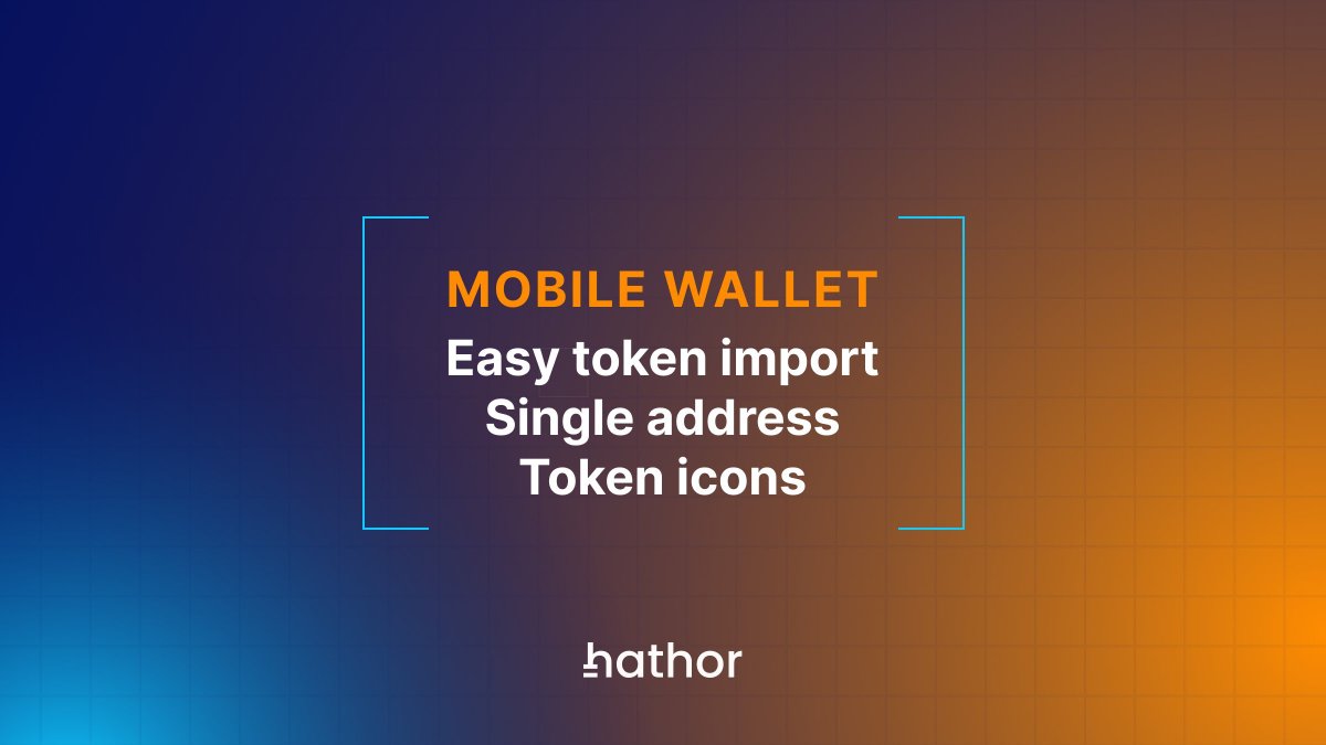 HathorPT's tweet photo. 📱 Mobile Wallet v0.39.0 já disponível!

Atualização inclui:
• Importação de tokens mais simples
• Novo modo de endereço único
• Ícones de tokens

Tokens personalizados salvos ao alternar entre redes, correção de bugs, histórico de transações e estabilidade da câmera no IOS. https://t.co/0e8h8CuwY0