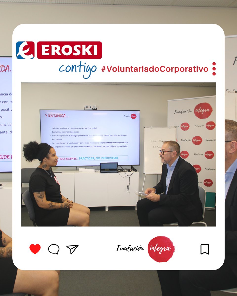 FUN_INTEGRA's tweet photo. 🔴Primeras experiencias #VoluntariadoCorporativo junto a @EROSKI y ¡todo un éxito!
📝5 talleres✔️9 voluntarios❤️20 candidatos
Además de formación y revisión de CV, los participantes realizaron entrevistas de selección🤝Gracias por vuestra ilusión y compromiso con la #Integración https://t.co/lAKWFy7diT