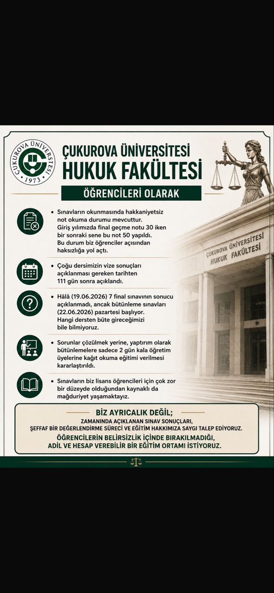 Emrez27250Emre's tweet photo. #CukurovaHukukSınavMagduru 
Keyfiyetin olmadığı adil bir eğitim ortamı  istiyoruz https://t.co/HVoiL4F6Fl