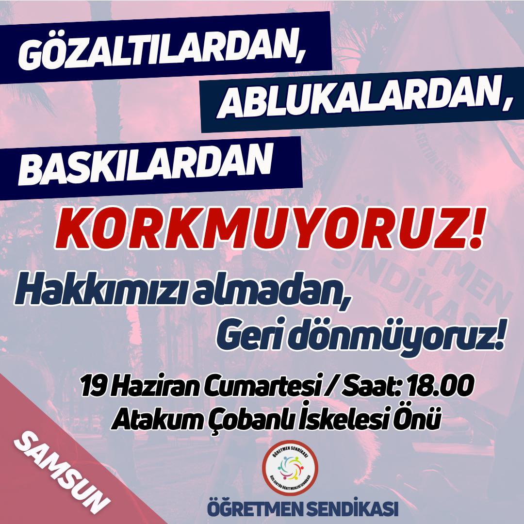 ogretmensendika's tweet photo. Samsun

#ÖğretmenlerGözaltında
#ÖğretmenlerHakkınıAlacak
#ÖğretmenlerAçlıkGrevinde https://t.co/BksxqTISTB