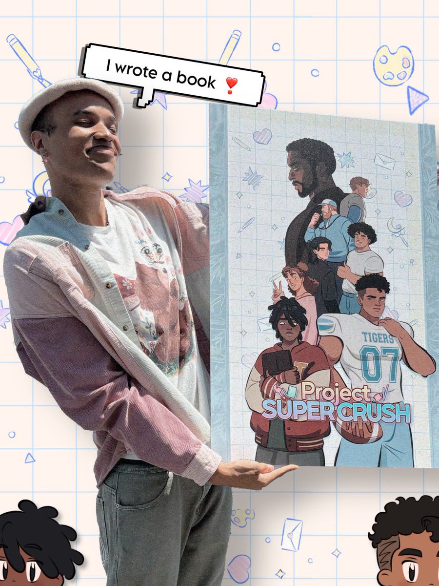 joshuadavdking's tweet photo. My name is JDK, and I created Project Super Crush! I wanted to write a story where two black boys could fall in love softly and sweetly—defying the narrative society gave them. Please consider supporting my novel and helping spread the word for #Juneteenth! #ProjectSuperCrush https://t.co/2p5pWohfi9