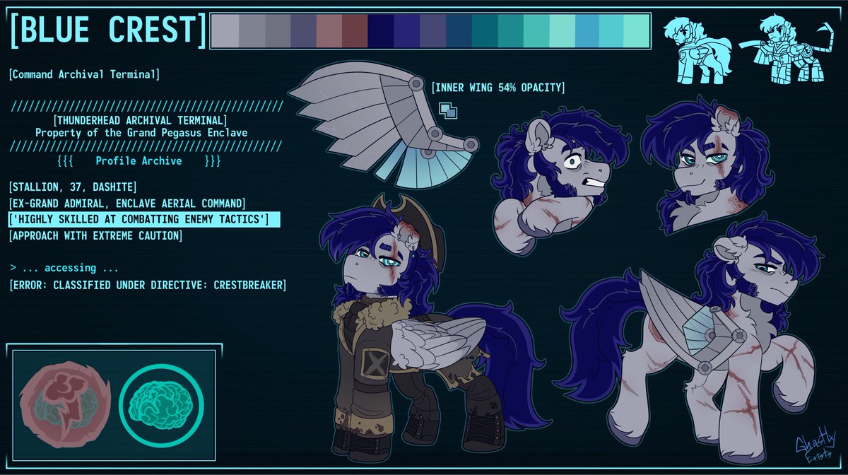 GhastlyExists's tweet photo. Ref sheet for @BudderMaster235 

#mlp #falloutequestria https://t.co/pu0kB9TUGy