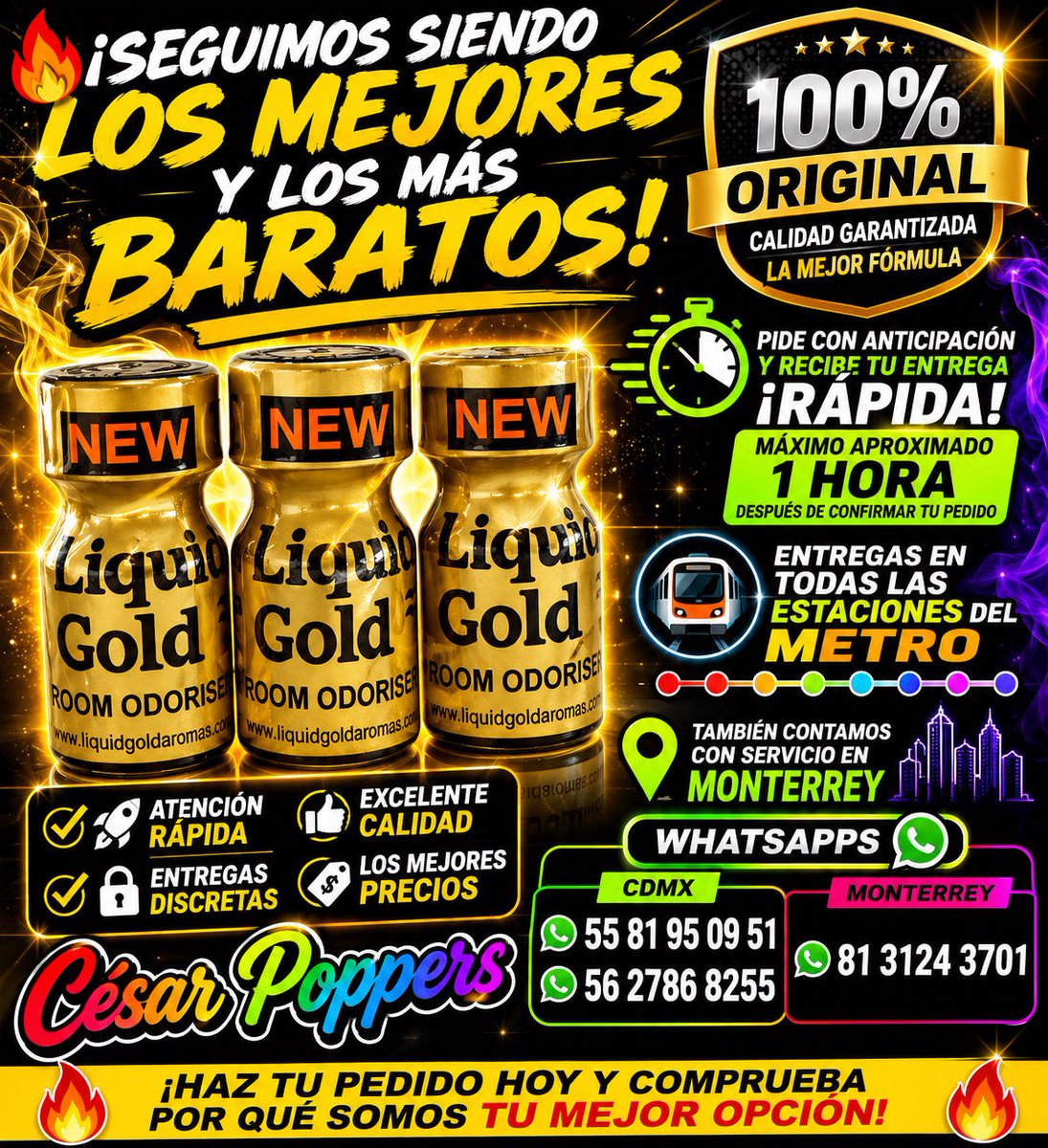 DistritoPoppers's tweet photo. 🚨 ¡YA ESTAMOS ATENDIENDO!
Ubicados en Juárez, Nuevo León
#MTY
🚚 Servicios
✅ Entrega a domicilio
🚗 Envíos rápidos por Uber o Didi
📦 Entregas personales en el centro de Monterrey
(Días especiales —se avisa con anticipación)
📲 Pedidos e información:
📞 8131243701
📞 8132329262 https://t.co/RMptRTiqyj