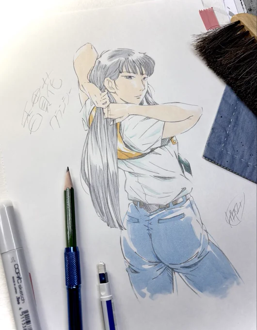 『機動警察パトレイバー』 鉛筆、コピックで 「香貫花・クランシー」 #機動警察パトレイバー