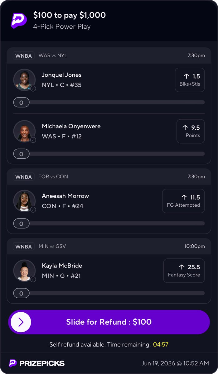 daily_gamble's tweet photo. 🏀WNBA Friday Picks🏀
#Gambling𝕏 #Prizepicks #FanDuel #DFS #NBADraft #basketball #DSG ♻️ 
4️⃣ Pick PrizePicks #WNBA 
Jonquel Jones ⬆️ 1.5 Blk/Stl
Michaela Onyenwere ⬆️ 9.5 Pts
Aneesah Morrow ⬆️ 11.5 FG Attempts
Kayla McBride ⬆️ 25.5 Fantasy

https://t.co/T533zA0BNs https://t.co/LsEgDGCffD