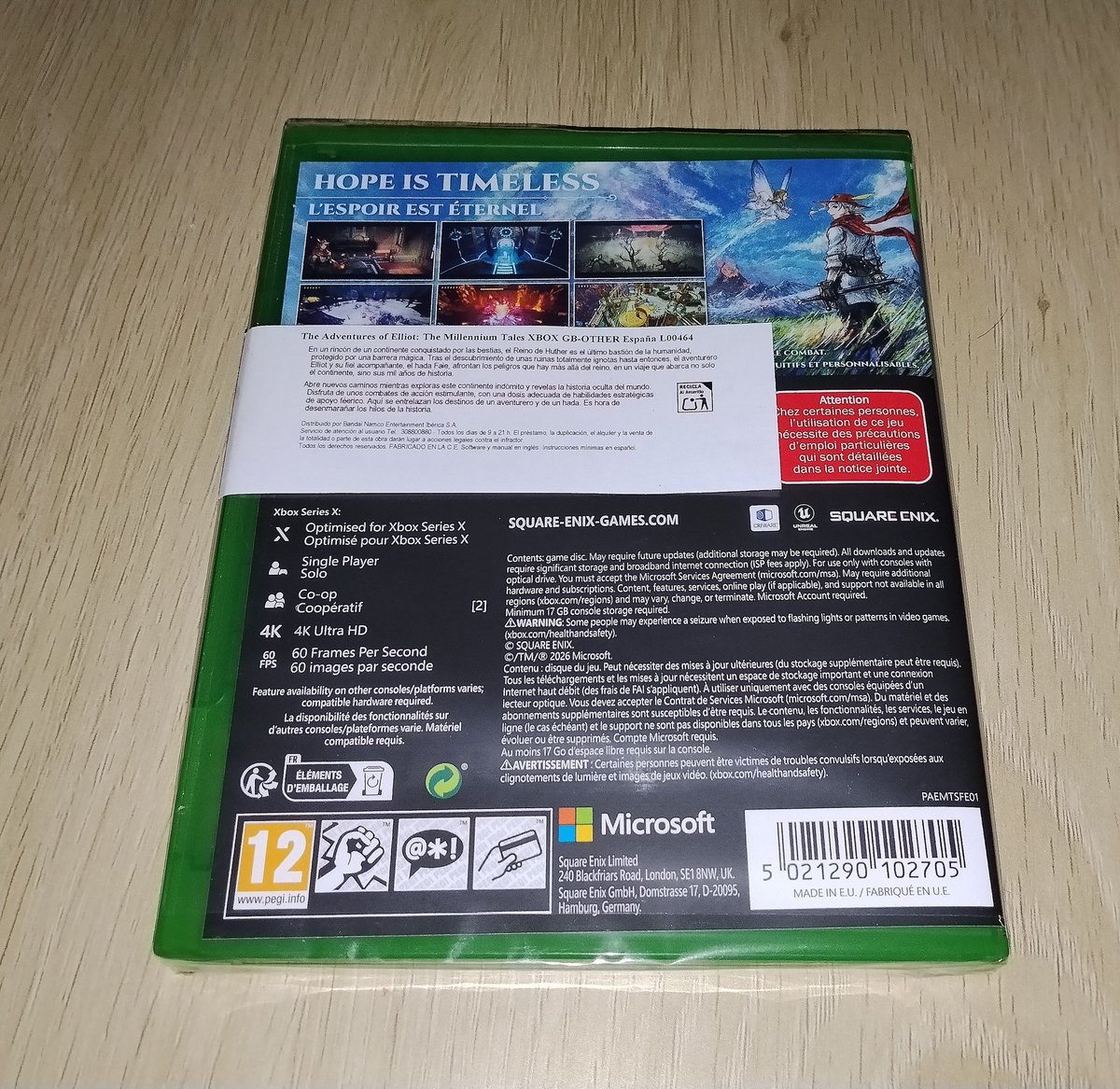 oLD_KaNuToR's tweet photo. Tengo muy poca fe en las nuevas generaciones y quiero apoyar a @XBOX me encuentro que el #Elliot uno de los juegos tochos del año hecho por @SquareEnix y distribuido por @Bandai_es aquí en España. La traducción de la caja es una pegatina mal recortada y fotocopiada, en fin.... https://t.co/epQHdngzWF