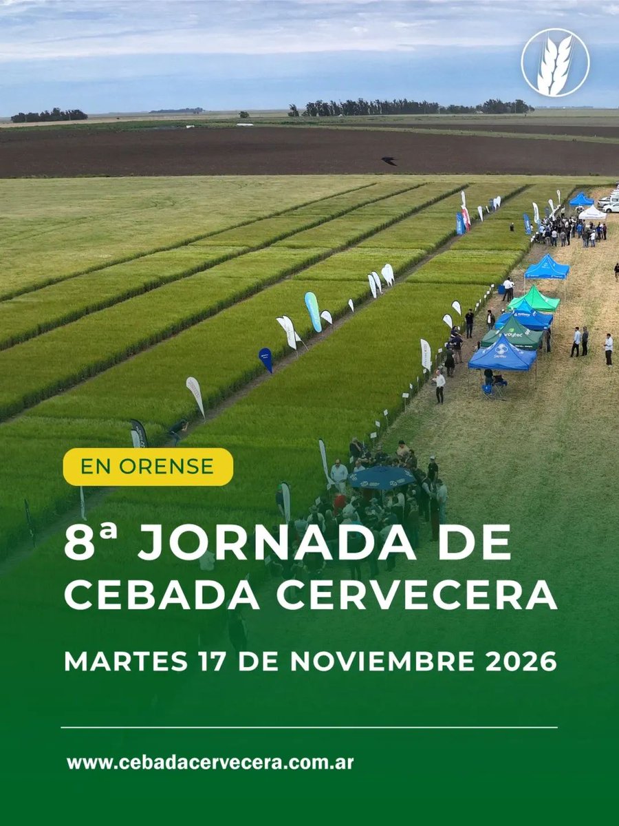 CebadaCervecera's tweet photo. 👍 ¿Ya lo agendaste?
👏 El martes 17 de noviembre nos volveremos a encontrar en #Orense en la 8ª Jornada de #Cebada🌾
👉 Pronto estaremos compartiendo más novedades en https://t.co/WIv3ENNl0V https://t.co/Mjf9qae09t