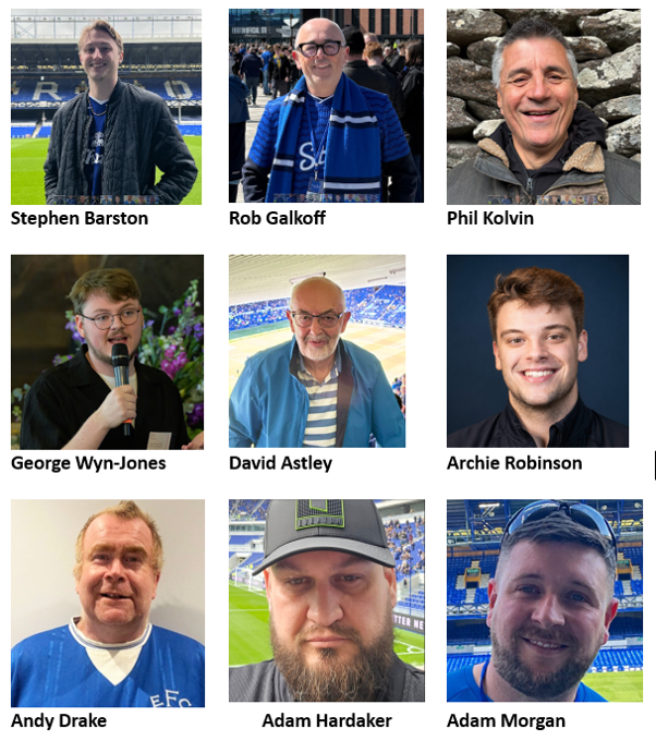 EFC_FanAdvisory's tweet photo. FAB ELECTION 2026-27:
Here they are! Our nine candidates asking for your vote to join the Everton Fan Advisory Board. There are three vacancies this year. Read biographies and cast your vote here: https://t.co/AlcspgkYnD https://t.co/96k7i5YoCF