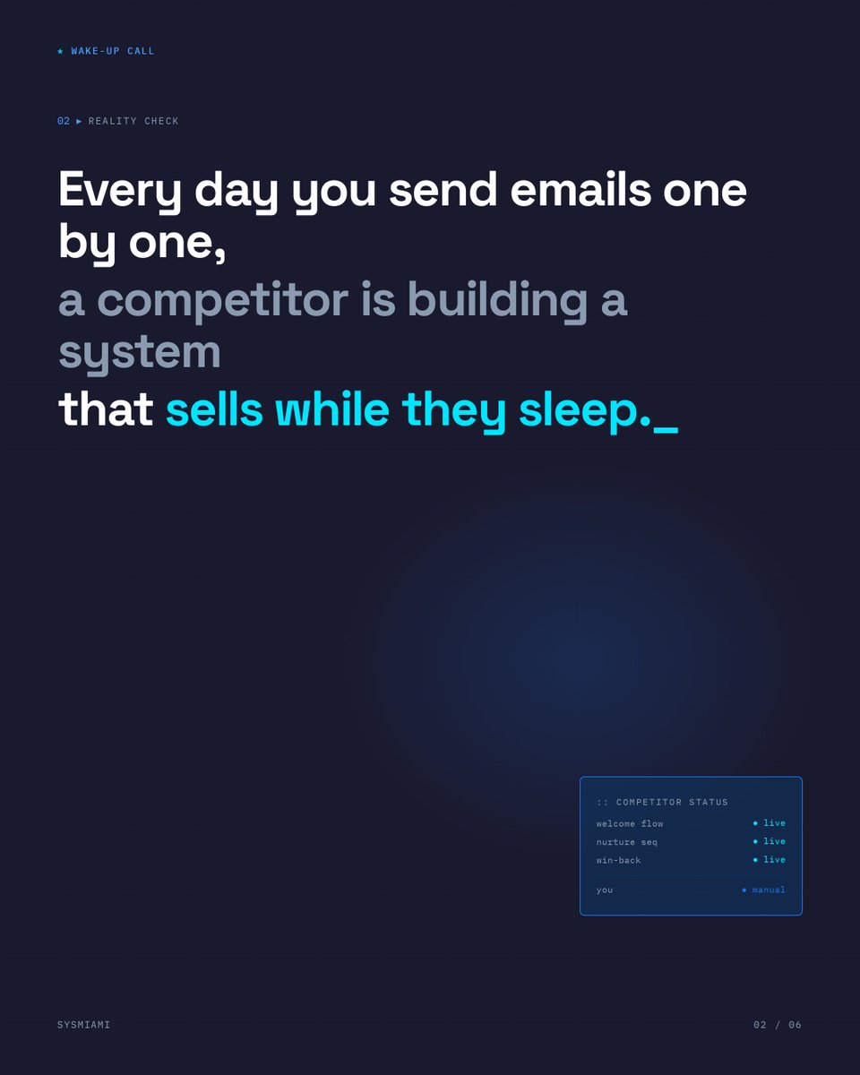 sysmiami's tweet photo. Your email list isn't growing your business — your follow-up system is. Set up automation once, sell on repeat. 📷 #EmailMarketing #MiamiSmallBusiness https://t.co/zRc2yLloxg