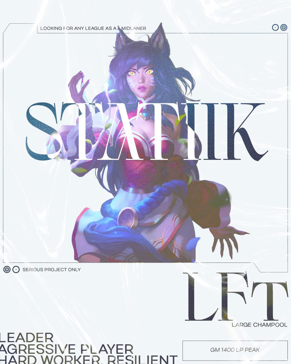 StatiikLoL's tweet photo. On m'a conseillé de refaire ça au propre alors c'est chose faite !

Visuel qui d'autre que la goat @melodiexe_ 

RT Appréciés !
DM Ouverts !

Références : @Eikalol @Heinze_LoL @ARKPolarLPB @The_Toxine https://t.co/CeYBWNpycA