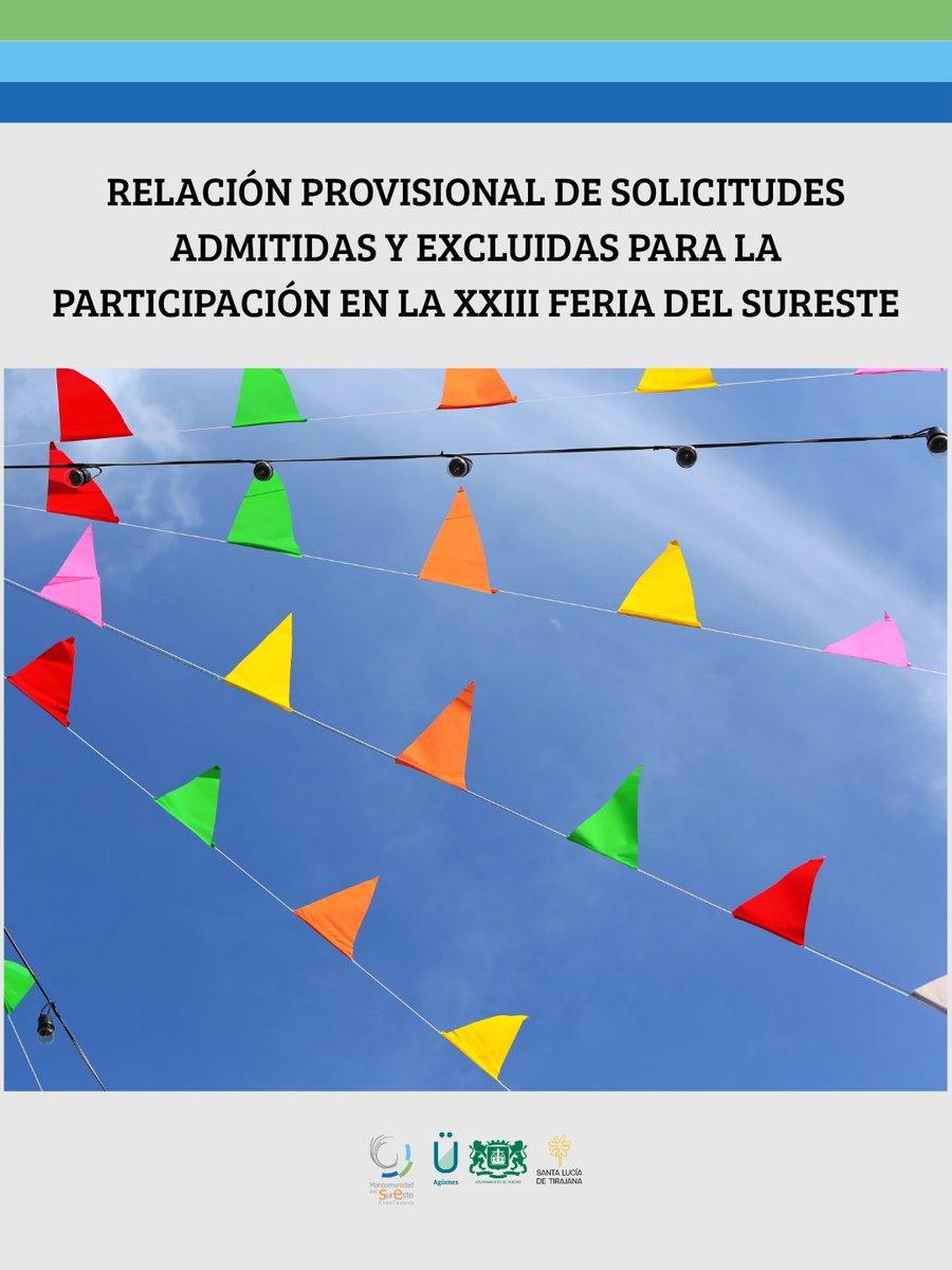 Surestegc's tweet photo. ❗ Publicada la lista de admitidos y excluidos de la XXIII Feria del Sureste

La Mancomunidad del Sureste de Gran Canaria informa de que ya está publicada en su Tablón de Anuncios la lista provisional de personas admitidas y excluidas para participar en la XXIII Feria del Sureste https://t.co/XyoCU6TX1C