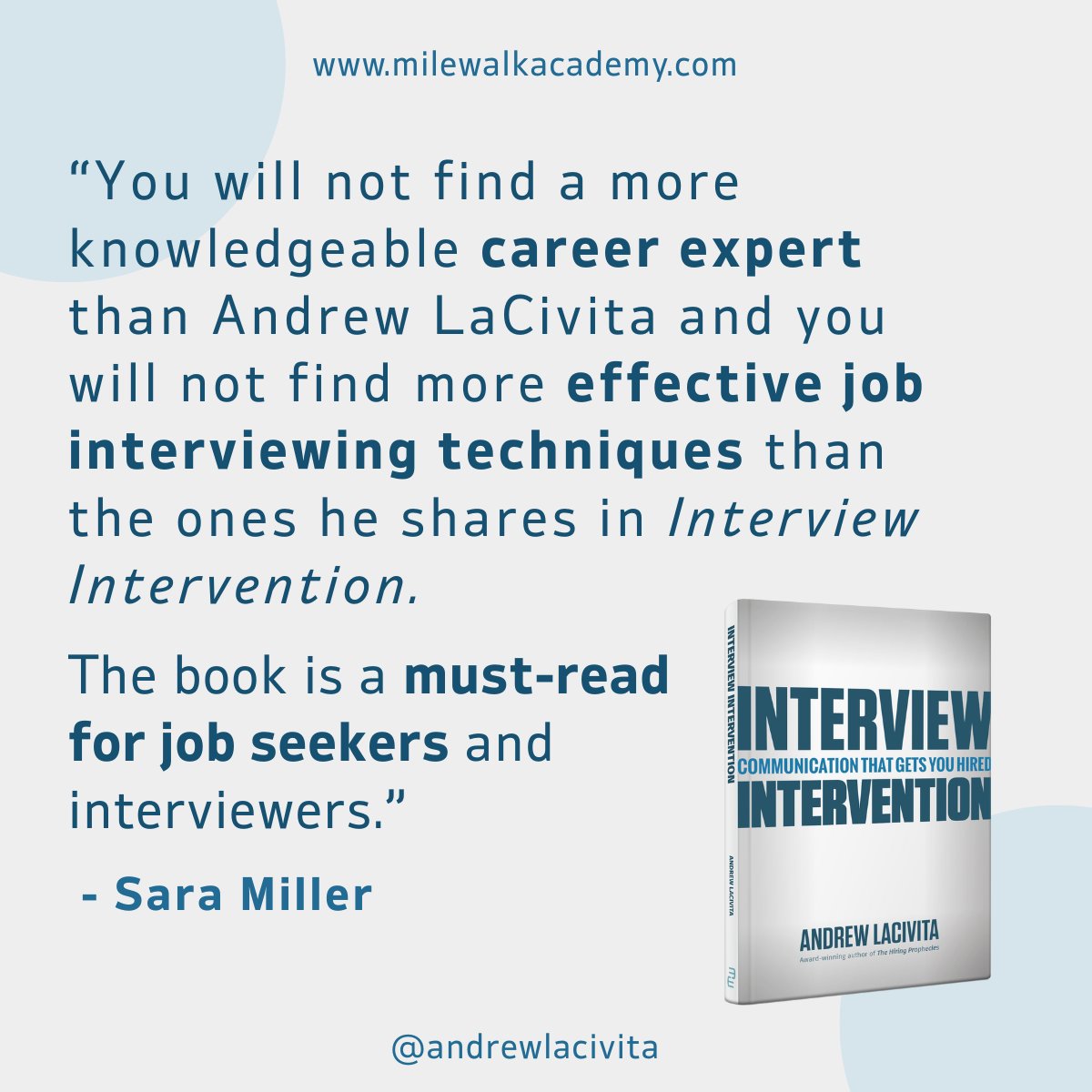 arlacivita's tweet photo. π Grab my award-winning book, Interview Intervention and learn communication tactics that get you hired. https://t.co/uNhUTX4JyQ
#jobinterviewtips #interviewing #interviewintervention https://t.co/ayeA2O5hFE