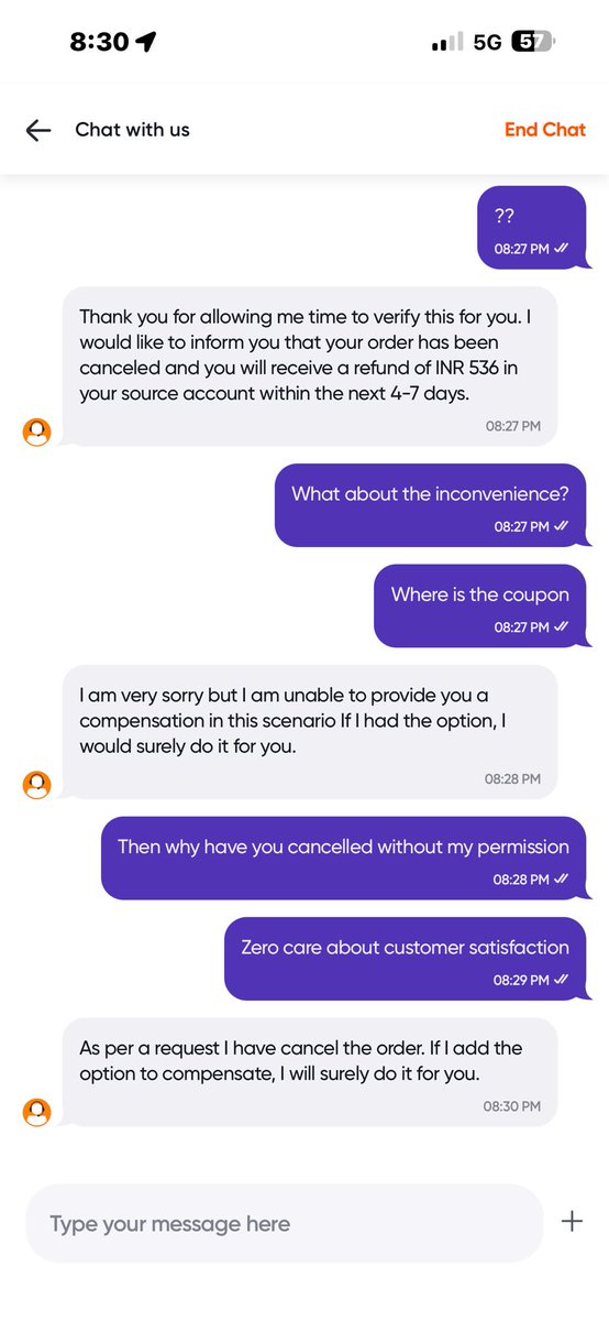 afouzail's tweet photo. @Swiggy Great service 😡😡

Ordered via Swiggy Train at 4:44 PM. After waiting 3.5+ hours, I got an Out of Stock notification at 8:15 PM, just before my train reached the junction at 9:15. As a Swiggy One customer, this is unacceptable. No food, no alternative &amp; not even a coupon https://t.co/5XtTy5FYV8