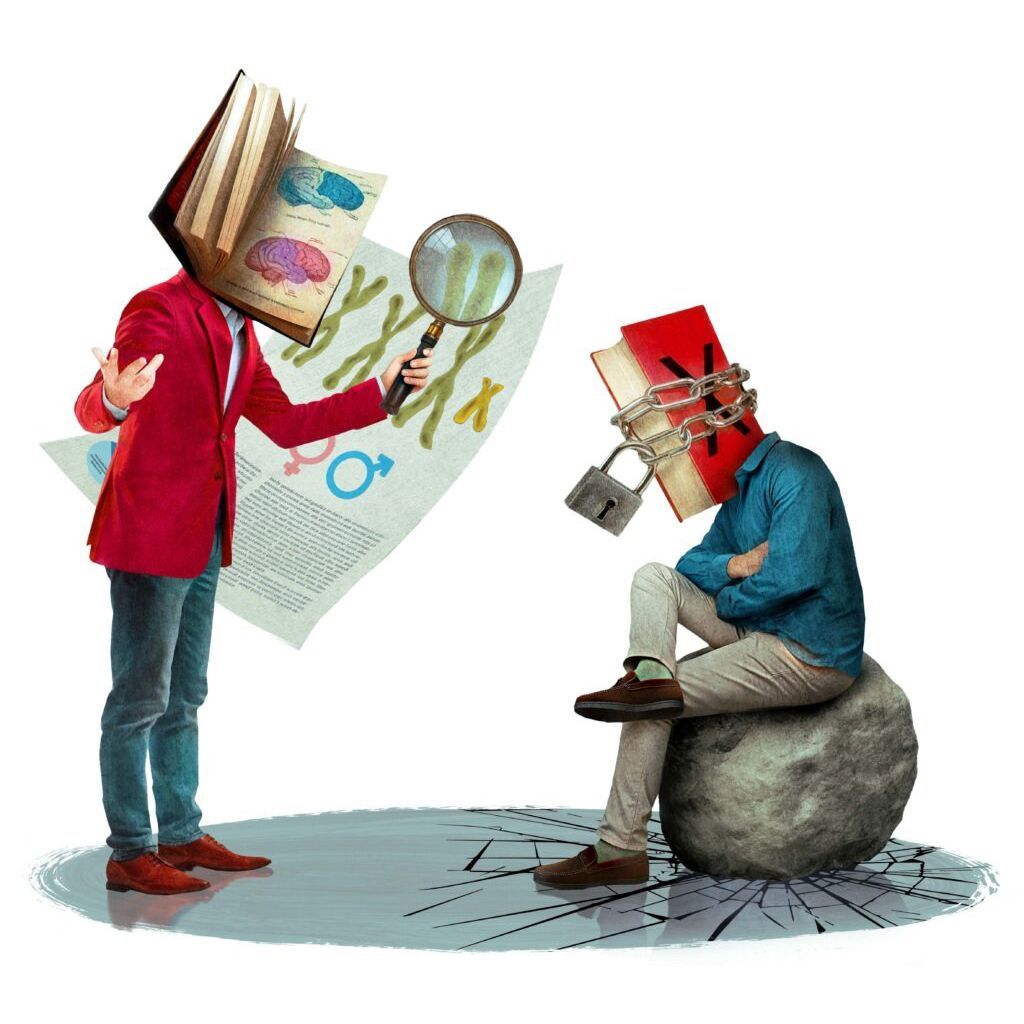 morgangaynin's tweet photo. Ale + Ale illustrated this series for Skeptic Magazine about academic approaches to Gender Studies. 

See more conceptual editorial work from collage duo Ale + Ale here: https://t.co/VUWw0MdY1p https://t.co/UKQgjemsUK