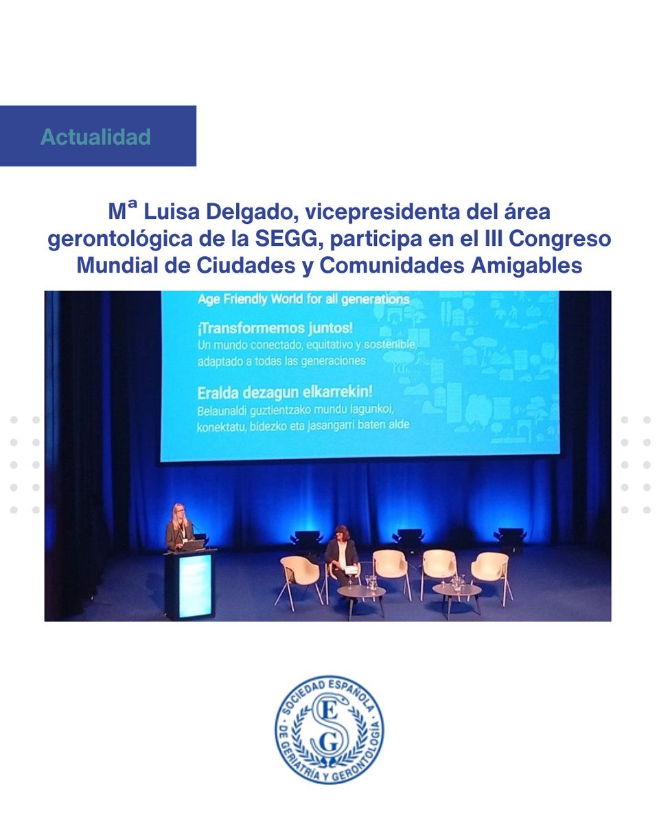 seggeriatria's tweet photo. 🌍 La #SEGG ha estado presente en el III Congreso Mundial de Ciudades y Comunidades Amigables con las Personas Mayores.

Dª María Luisa Delgado, vicepresidenta de Gerontología, presentó dos pósteres sobre la trayectoria de la SEGG y la imagen del envejecimiento positivo. https://t.co/bYoWLlatrl
