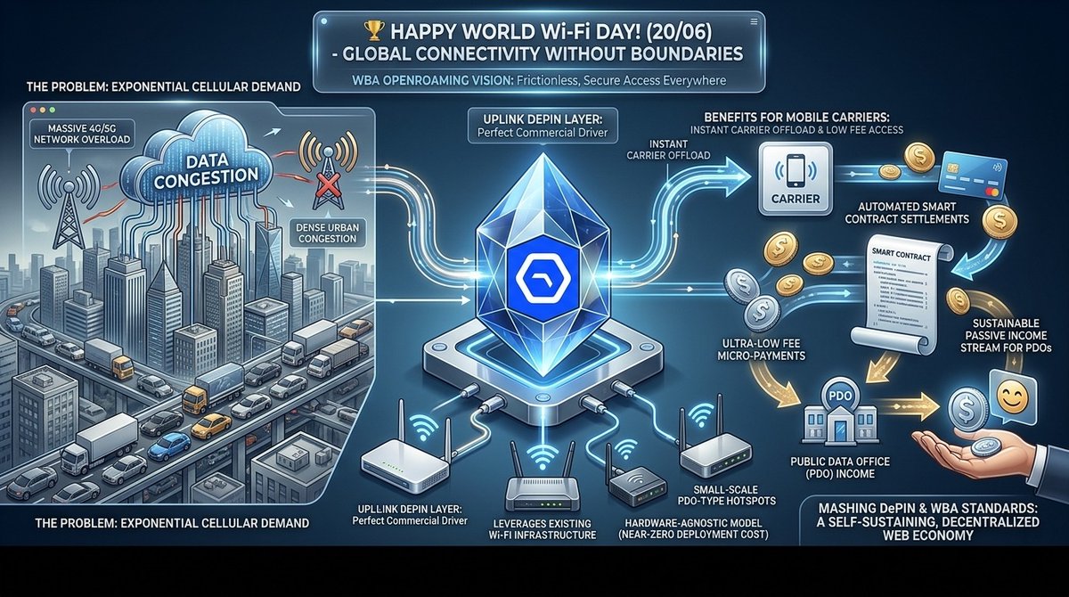 TienniemBkn's tweet photo. 🏆 Happy World Wi-Fi Day! (June 20) – Realizing Global Connectivity Without Boundaries🌐
@uplink_xyz
@WBAlliance 
World Wi-Fi Day is not just a media event, but a core goal initiated by the #WBA to bridge the digital divide.
#WorldWiFiDay #Uplink #DePIN #OpenRoaming #WBA #Telecom https://t.co/XUxDPoCtPA