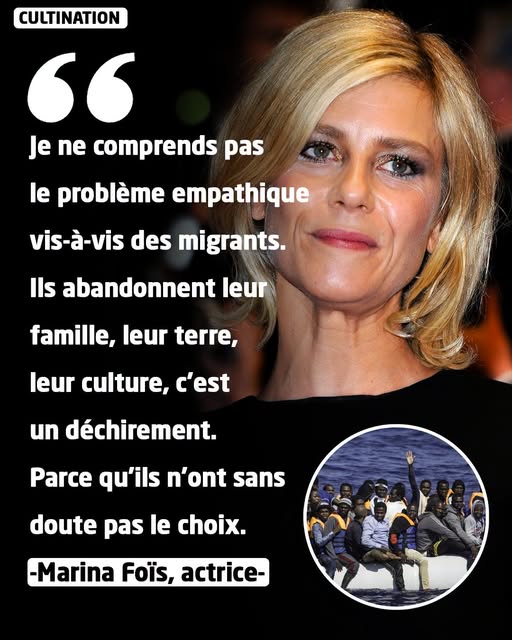 PatrioteEngager's tweet photo. 😡 Une grosse 💩 de plus " L’actrice Marina Foïs a pris position en faveur des #migrants lors d’une interview sur #RTL, appelant les Français à davantage d’« #empathie ».  PRENDS LES CHEZ TOI ET FTG https://t.co/kQR05EDM1Z