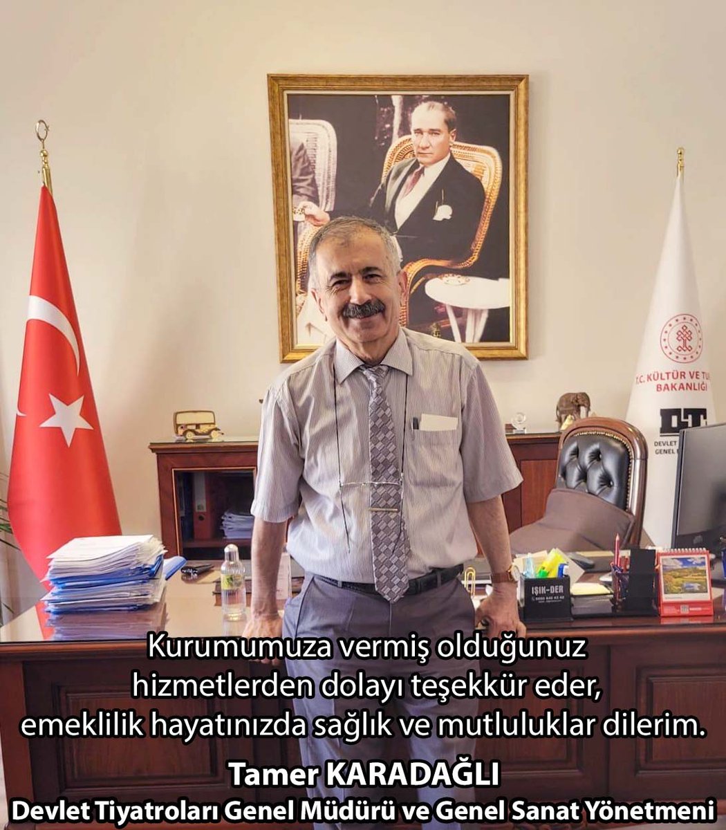 devtiyatro's tweet photo. Bir kurumun hafızası emekli oluyor…Devlet Tiyatroları’na kattığınız tüm değerler ve yıllar boyunca verdiğiniz emek için teşekkür ediyor;yeni yaşamınızın sağlık,huzur ve mutlulukla dolu olmasını diliyoruz.
Sevgi,saygı ve minnetle…

Tamer KARADAĞLI
Devlet Tiyatroları Genel Müdürü https://t.co/hM1Ort3zDj