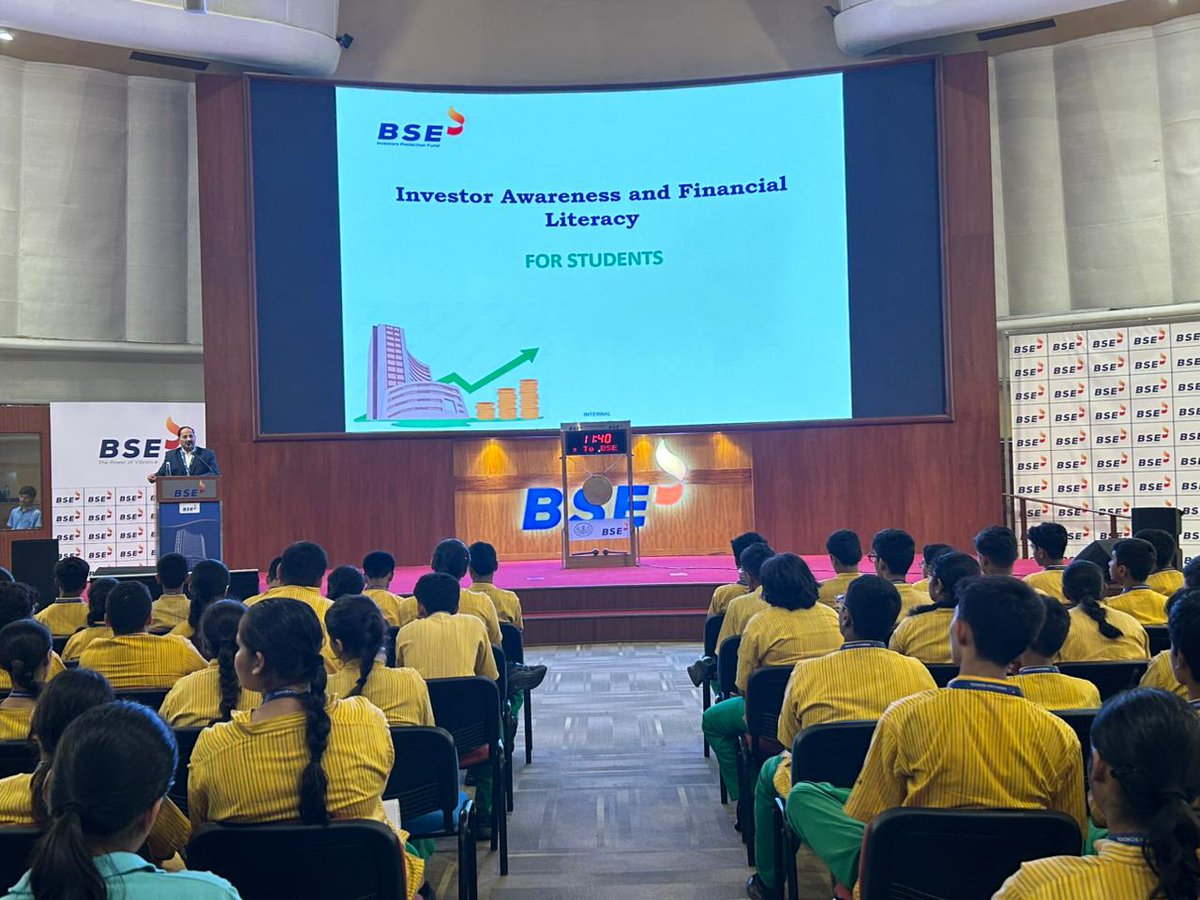 BSEIndia's tweet photo. #VisitsAtBSE | Students from Shishuvan School, Matunga, Mumbai visited BSE
They interacted with Mr. Ramesh Jadhav, DVP, IPF, BSE who shared valuable insights on exchange operations and the evolving market ecosystem.

#BSE #BSEIndia https://t.co/9xSlT5T10y