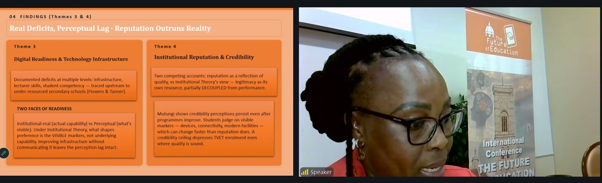 PixelFirenze's tweet photo. Malebo Suzan Mulaudzi presented 'Understanding Student Preference for Universities Over TVET Colleges: A Conceptual Analysis of Perceptions and Institutional Factors' https://t.co/OdWdsQk7Ah https://t.co/n0vI9Tw57x