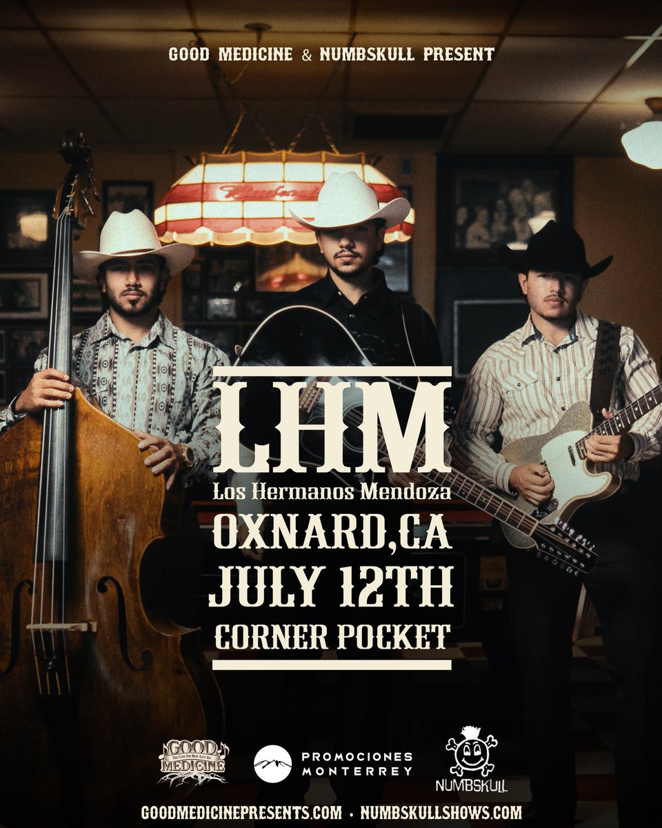 GoodMedicine805's tweet photo. JUST ANNOUNCED - LOS HERMANOS MENDOZA at Corner Pocket Oxnard July 12th!! Get your tix now: https://t.co/QR7YXAkA3I

@NumbskullShows #goodmedicine #cornerpocket #oxnard https://t.co/cZmzQD2Xvr
