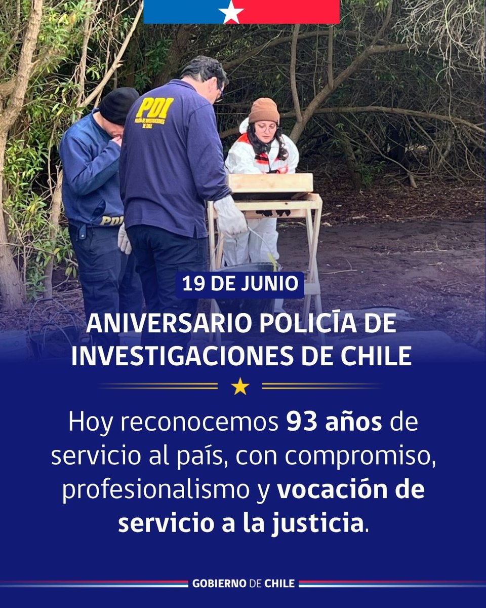 SmlChile's tweet photo. En el marco de los 93 años de la Policía de Investigaciones, destacamos el arduo trabajo que se desarrolla de manera permanente con el Servicio Médico Legal 🤝, fortaleciendo la labor investigativa y el acceso a la justicia en nuestro país⚖️.

¡Feliz aniversario @PDI_CHILE!🎉 https://t.co/NrlhjjcehO
