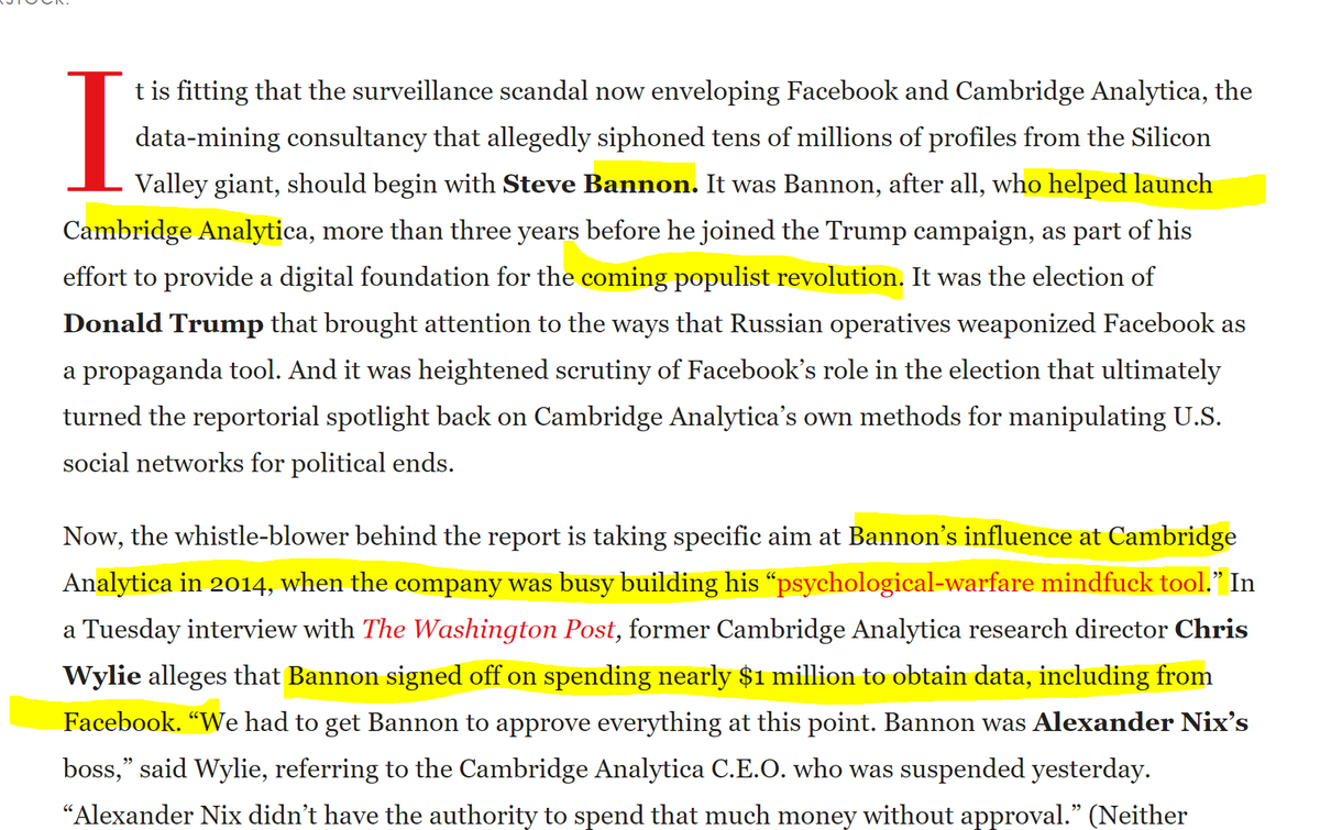 BlueSky_Report's tweet photo. @ShannonJoyRadio Steve Bannon's created Cambridge Analytica psychological warfare mindfuck tool 2014. https://t.co/AqhMSmuyPh