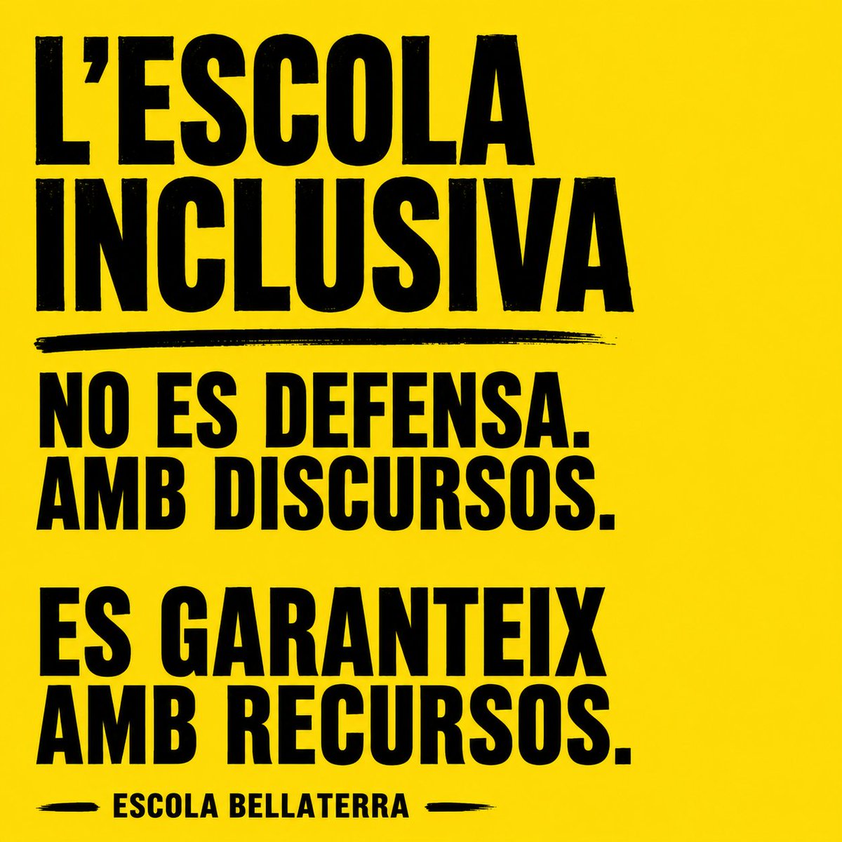 dretsnofavors's tweet photo. Avui acaba el curs i ho fa sense garanties que els infants amb discapacitat puguin tornar a escola al setembre.

⚠️ Actuar des dels buits normatius no és actuar amb justícia.

💛 Bellaterra no es cansa.

L'escola inclusiva no es defensa amb discursos. Es garanteix amb recursos. https://t.co/IncsVVRddN