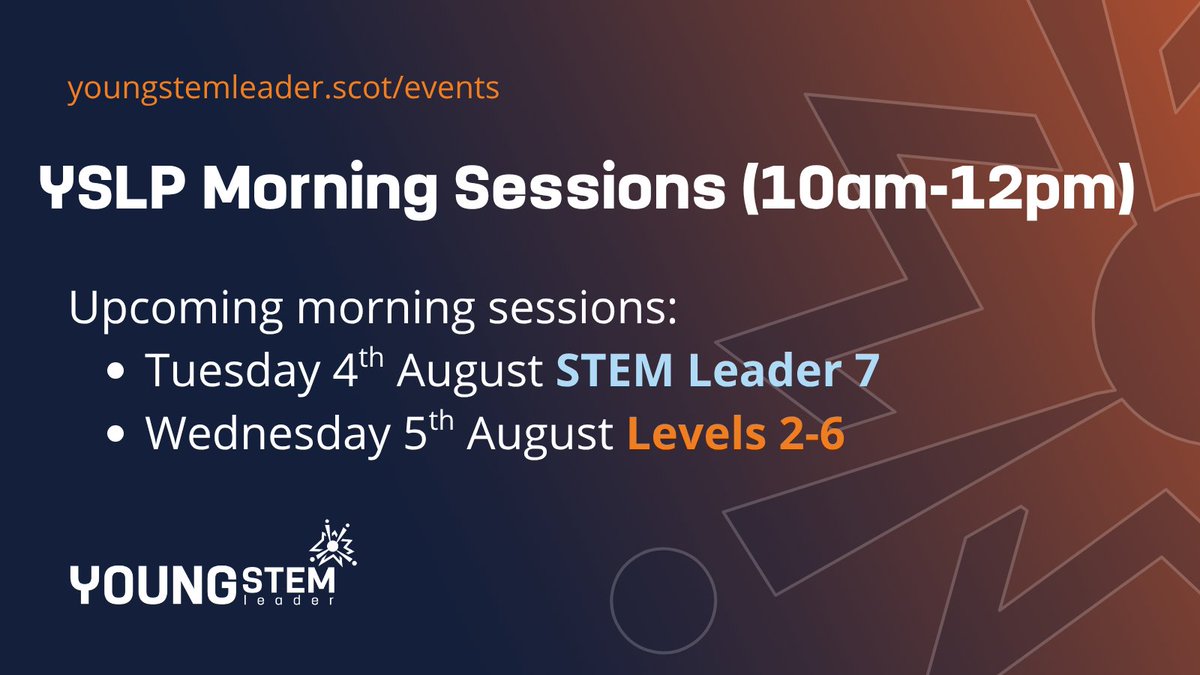 YoungSTEMLeader's tweet photo. ❗We have morning sessions coming up in August ❗

Join our free online training and you could be delivering this fantastic Scot Gov funded programme in your setting in no time 🤩

Check our events page for all our available training dates 📆
https://t.co/mdaAfuByzJ https://t.co/iU5OFhhFT3