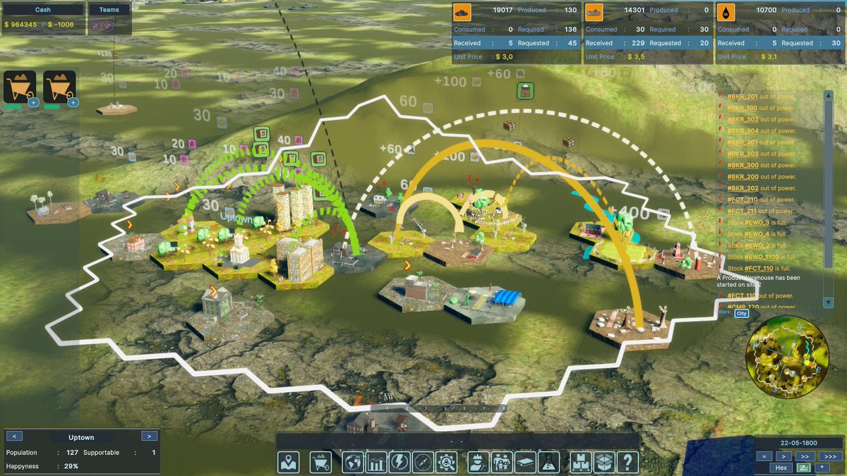LoneRocGames's tweet photo. Real time dynamic flows between buildings with plain arcs are now visible and help a lot.
"The Blackout Project" game, "ecolonomic" simulation, check on Steam.
#CityBuilder #ColonySim #ColonySimulator #SimulationGame #IndieGame #IndieDev #PCGames #indieGames https://t.co/mjwjxuZVJI