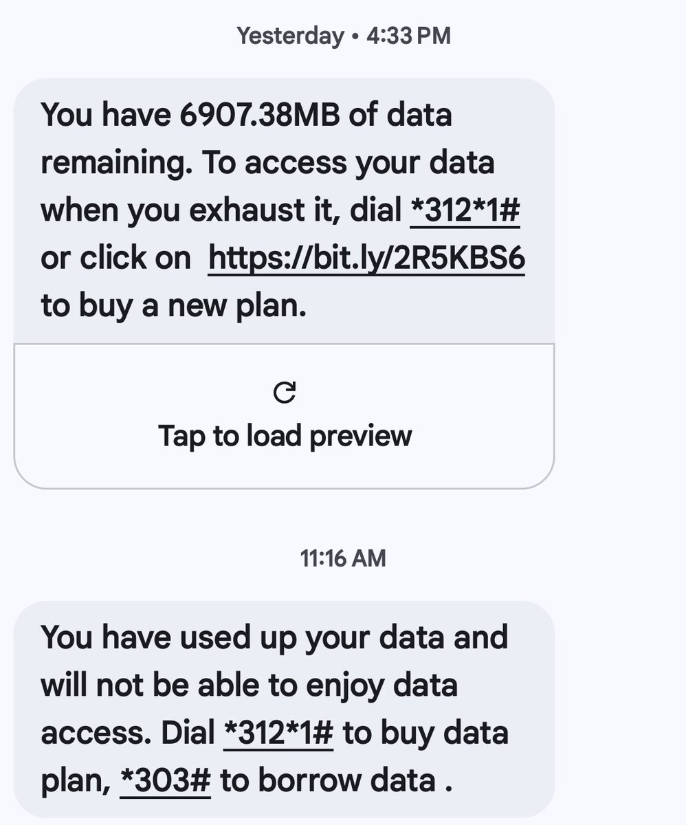 Caligula_38_AD's tweet photo. @MTNNG can you explain this to me.
I was coming back from work yesterday when I got this 6GB notification. I didn't watch movie nor download anything,  just few WhatsApp messages. Just to see this nonsense this morning. What surt of rubbery is this? https://t.co/dIsei5gRW5