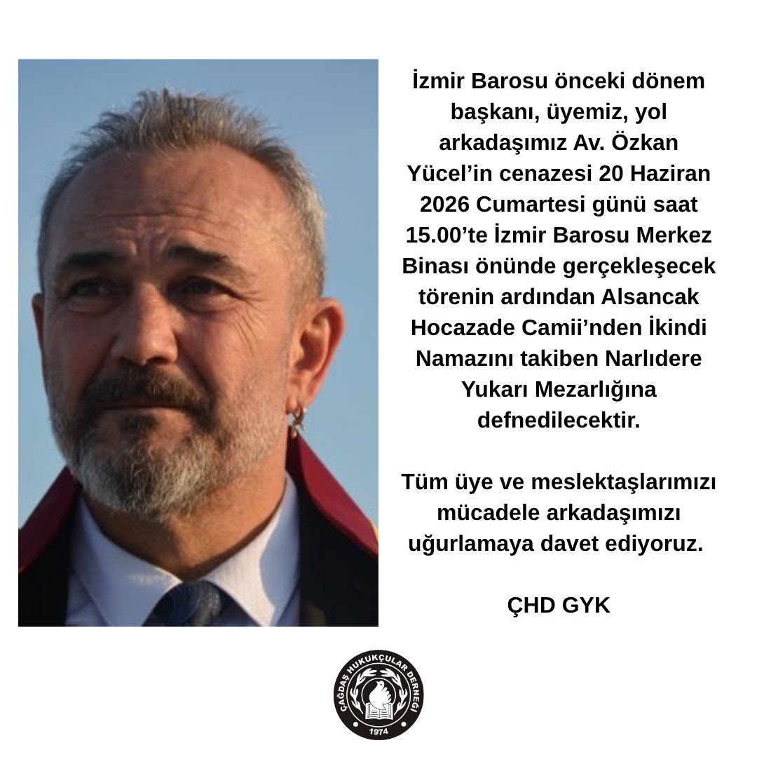 chdgenelmrkz1's tweet photo. Tüm üye ve meslektaşlarımızı mücadele arkadaşımızı uğurlamaya davet ediyoruz. https://t.co/I76yfEnCRa