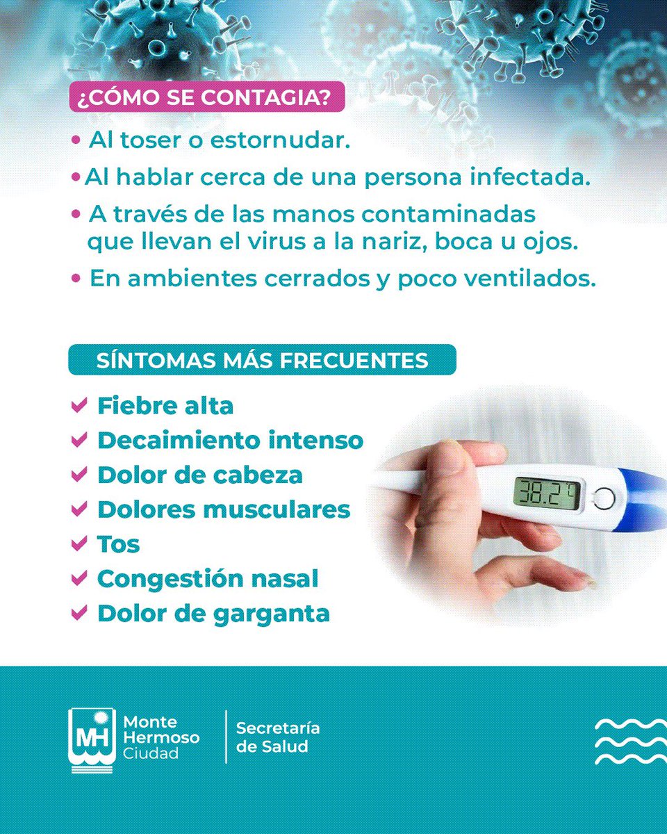 monte_hermoso's tweet photo. #MejorPrevenir 🏥 La Secretaría de Salud de #MonteHermoso informa que ante el aumento de casos de enfermedades respiratorias estacionales, es importante reforzar las medidas de prevención para cuidar nuestra salud y la de quienes nos rodean. https://t.co/OkQ1ZbEsUc