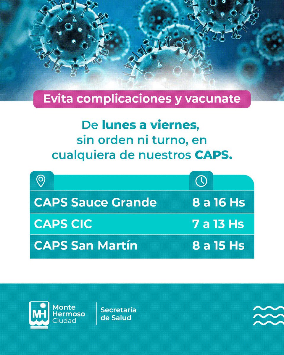 monte_hermoso's tweet photo. #MejorPrevenir 🏥 La Secretaría de Salud de #MonteHermoso informa que ante el aumento de casos de enfermedades respiratorias estacionales, es importante reforzar las medidas de prevención para cuidar nuestra salud y la de quienes nos rodean. https://t.co/OkQ1ZbEsUc