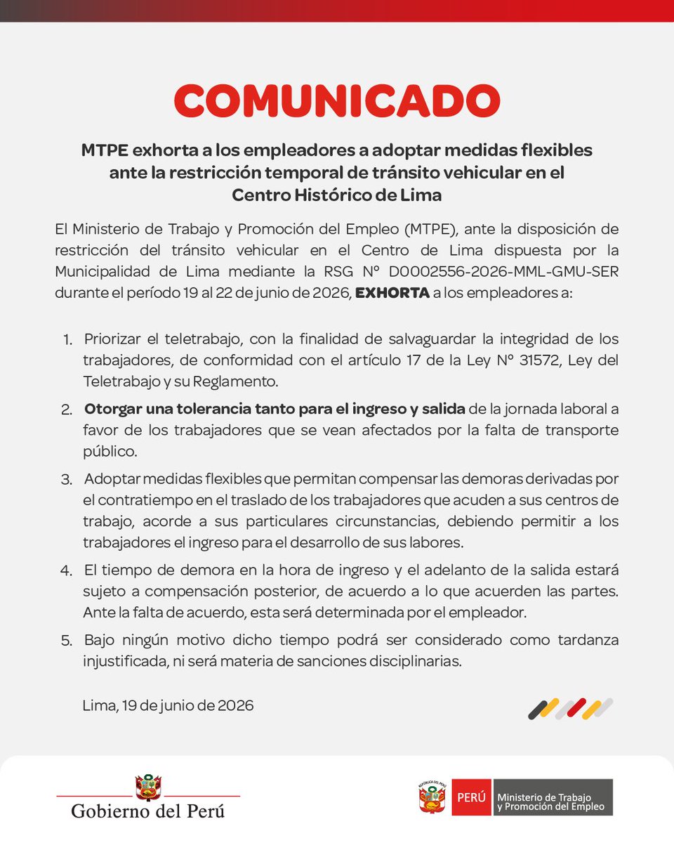 MTPE_Peru's tweet photo. 📢 COMUNICADO https://t.co/gicpUd5nLj