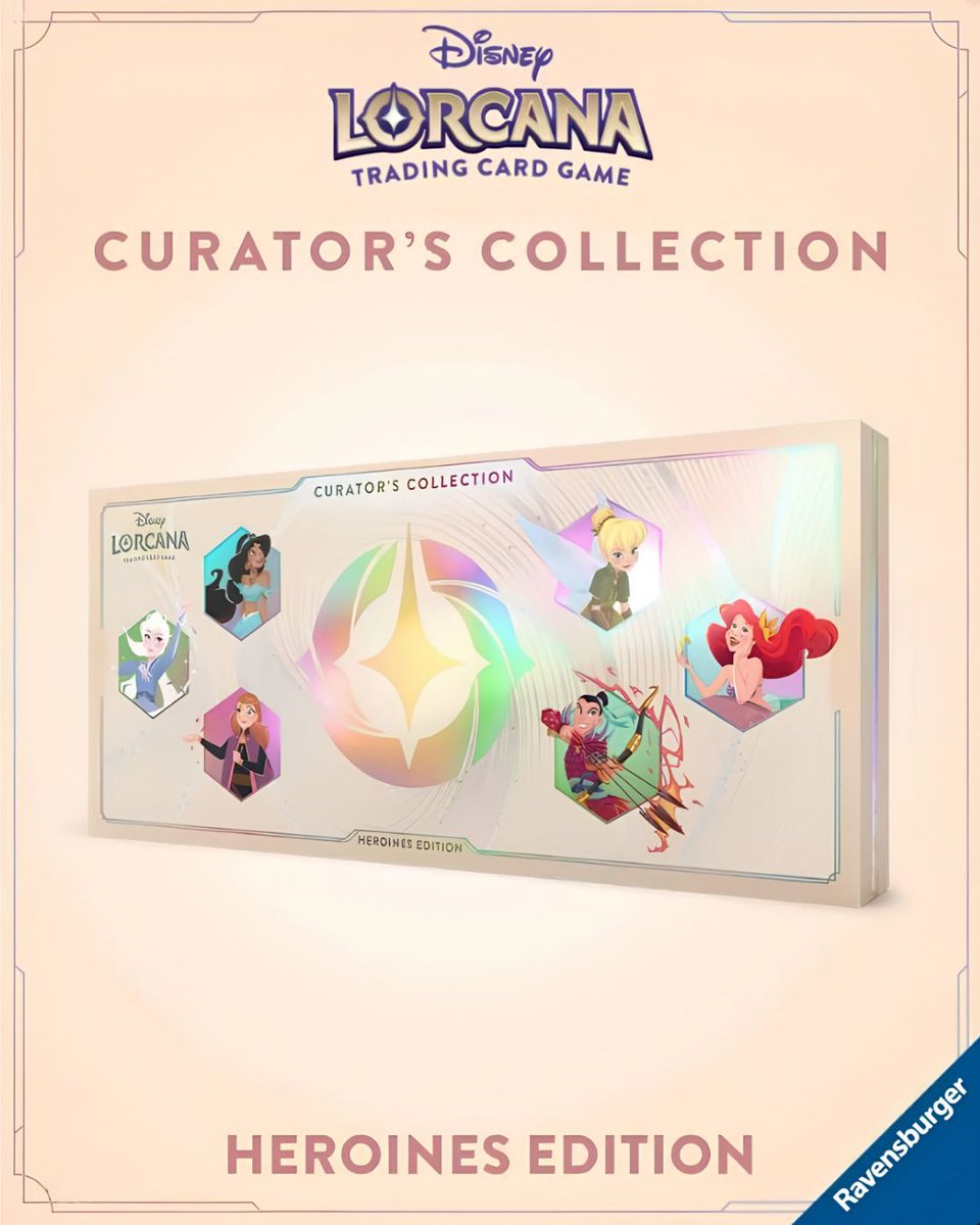 TolgaInce_X's tweet photo. ✨ Wow! The new Disney Lorcana Curator's Collection looks absolutely amazing!

The first release, the Heroines Edition, celebrates some of Disney's most iconic characters, featuring Ariel, Elsa, Jasmine, Mulan, Anna, and Tinker Bell. This looks like a must-have collection. https://t.co/CDToQKfGHb