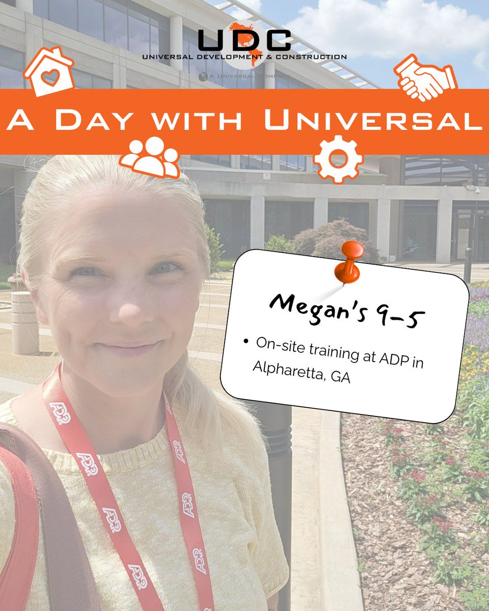 UDCUPDATES's tweet photo. Today's #DayWithUniversal spotlight is Megan, our HR Manager, who recently traveled to Alpharetta, GA for ADP training focused on payroll optimization and new AI tools. We're proud to invest in continued learning that helps us better support our employees! #HR #ContinuousLearning https://t.co/fmBiQf61Df