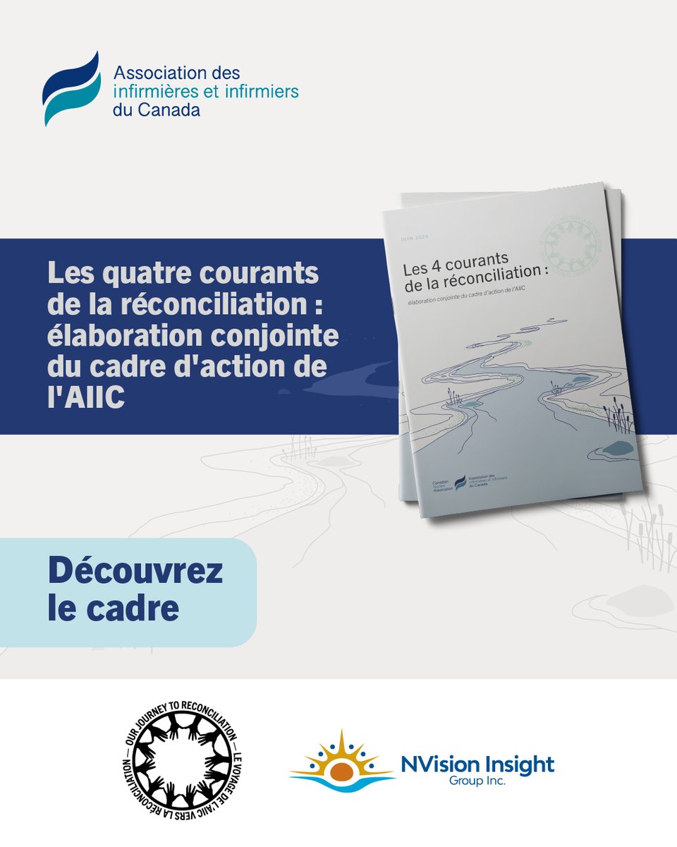 canadanurses's tweet photo. NEWS RELEASE: Today, CNA released The 4 Streams of Reconciliation: CNA’s Action-Oriented Framework and is calling on the federal government to act to support culturally safer care for First Nations, Inuit and Métis Peoples and communities.

Nurses are ready to advance Reconciliation — and need stronger system-level supports to provide culturally safer care consistently.

Read more: https://t.co/hwMoUJ1WNC

COMMUNIQUÉ : Aujourd’hui, l’AIIC a publié Les 4 courants de la réconciliation : le cadre d’action de l’AIIC et appelle le gouvernement fédéral à agir pour soutenir des soins culturellement plus sécuritaires pour les peuples et les communautés des Premières Nations, des Inuit et des Métis.

Les infirmières et les infirmiers sont prêts à faire avancer la réconciliation — et ont besoin de soutiens systémiques plus solides pour fournir des soins culturellement plus sécuritaires de façon constante.

Lire le communiqué : https://t.co/AopXE4HZLd

#CNA2026 #Reconciliation #IndigenousHealth #Nursing #HealthPolicy #CdnPoli

#Réconciliation #SantéAutochtone #SoinsInfirmiers #ÉquitéEnSanté #PolCan