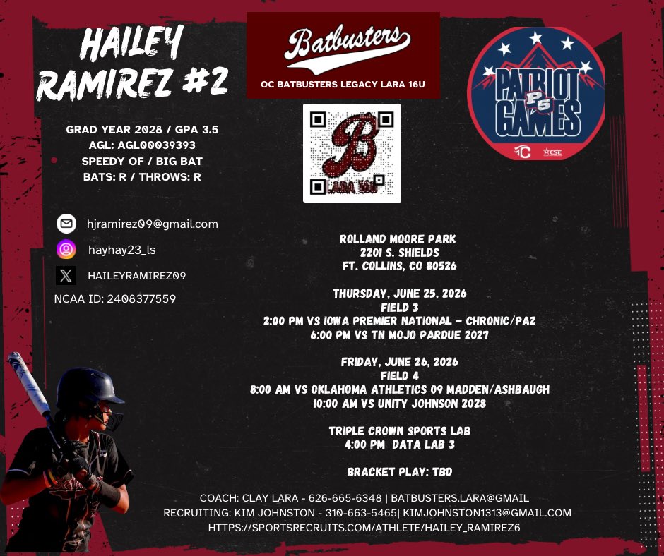 HaileyRamirez09's tweet photo. P5 Patriot Games in Fort Collins, CO from 6/25-6/27! 

Excited to compete and continue with a great year. Looking forward to finishing this summer strong! 

@OcbatbustersL @Lifesapitch13 @DirectRecruits @SBRRetweets https://t.co/EtUUArQ1c0