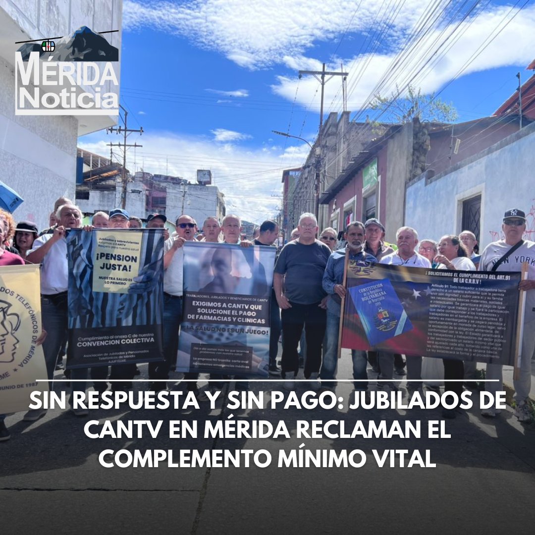 MeridaNoticia's tweet photo. Mérida Noticia... ¡Es noticia!

​En una jornada de protesta, jubilados de CANTV alzaron su voz para denunciar irregularidades en el pago de sus beneficios contractuales vulnerados por parte de la estatal. 

#Mérida  #Protesta  #19Jun  https://t.co/folwFErBCg https://t.co/P0txKB2P1e