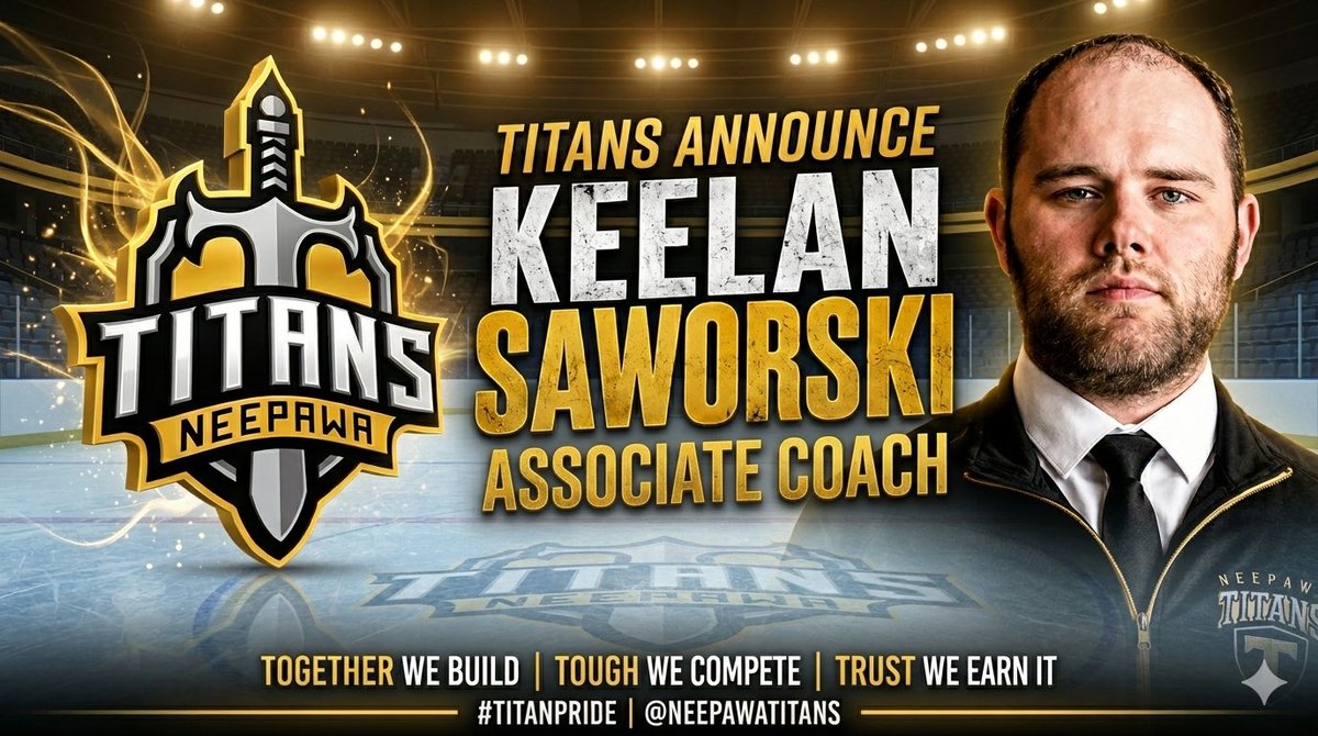 MJHLTitans's tweet photo. 🚨 OFFICIAL ANNOUNCEMENT 🚨
The Neepawa Titans are proud to announce the hiring of Keelan Saworski as our new Associate Coach.
Please join us in welcoming Keelan to the Titans family and the Neepawa community!
#EarnedNotGiven https://t.co/WqM8UjkFeQ