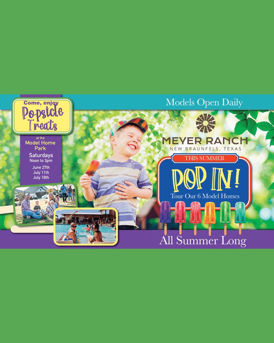 Scott_Felder's tweet photo. 🍧🩵🏡 Sunshine. Popsicles. Model Home Tours. Experience it all in New Braunfels' Meyer Ranch throughout June and July!

Pop in to explore the Model Home Park June 27, July 11, and July 18 from 12 - 3 PM. You can find us over at 1728 Seekat Drive.

🔗 https://t.co/Mgs2JsxoVY https://t.co/vBLOnW8rOr