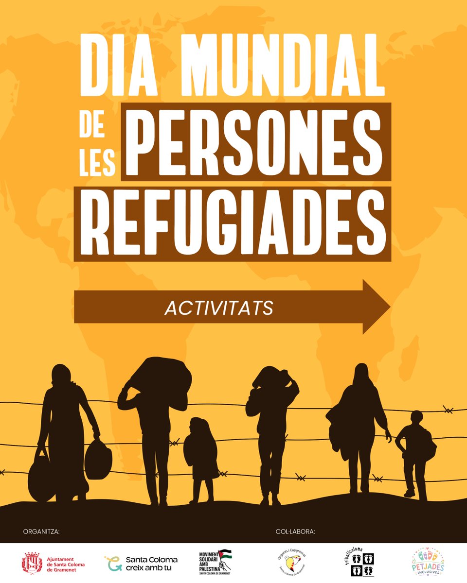 no_callarem's tweet photo. Aquest divendres 20 de juny, l’Àrea de Cooperació i Solidaritat de l’Ajuntament de Santa Coloma de Gramenet ha organitzat una jornada plena d’activitats per sumar-se a la commemoració del Dia Mundial de les Persones Refugiades. https://t.co/PNbQTKR8mA