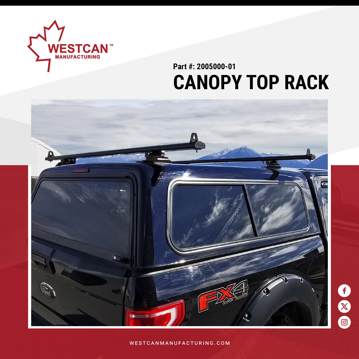 WestcanMfg's tweet photo. Carry more. Work smarter.

Built for cab-height canopies, the Westcan Canopy Top Rack offers strength, durability, and reliability.

Learn more: https://t.co/LULzUsPcyN

#WestcanManufacturing #CanopyTopRack #TruckAccessories https://t.co/JLPmNjisqT