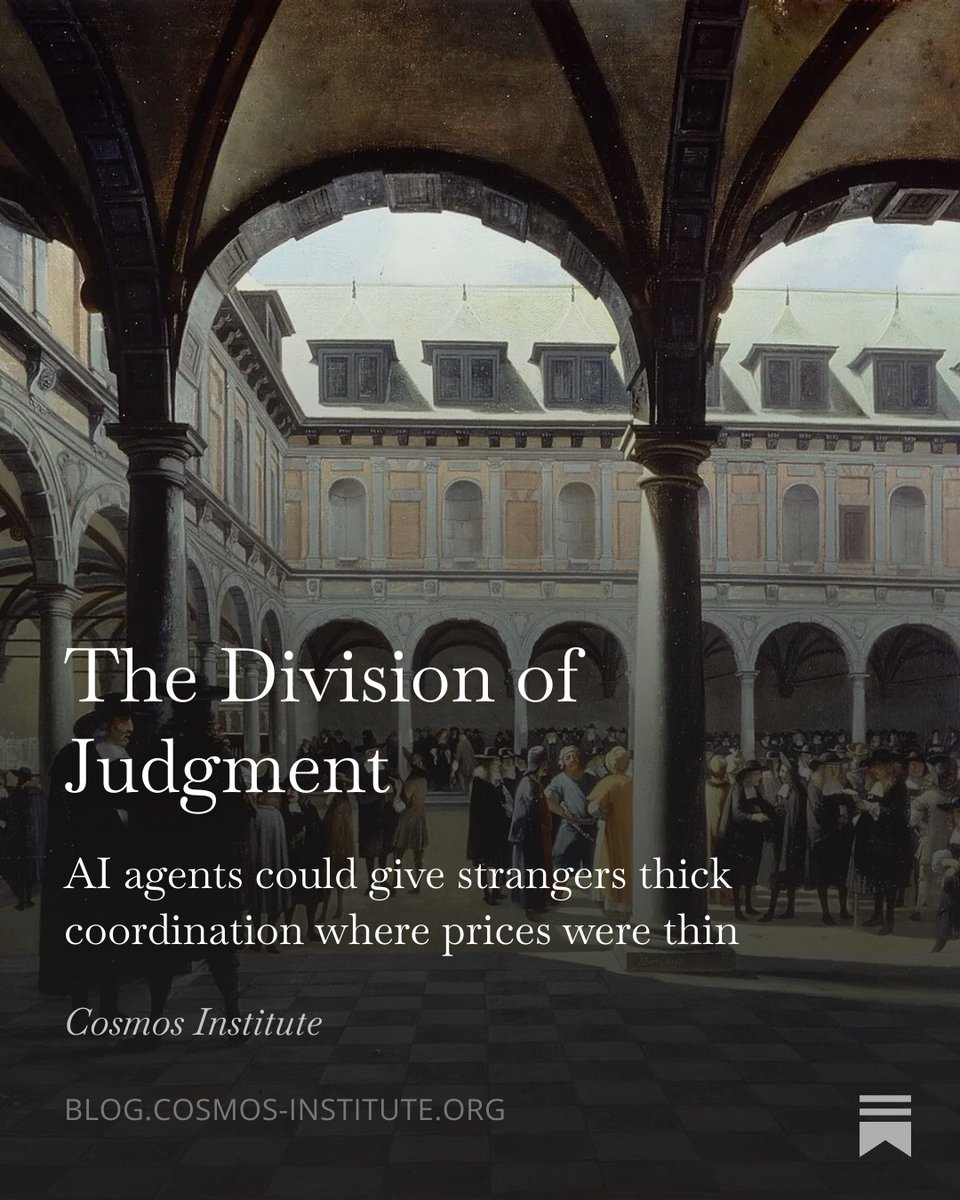 cosmos_inst's tweet photo. "The law could be trusted because it knew nothing of you, but the AI agent is powerful because it knows you well."

@Brendan_McCord asks how AI agents can make us more prosperous without making us less free.

 https://t.co/t39MDGBRPW https://t.co/a3THiB9kXl
