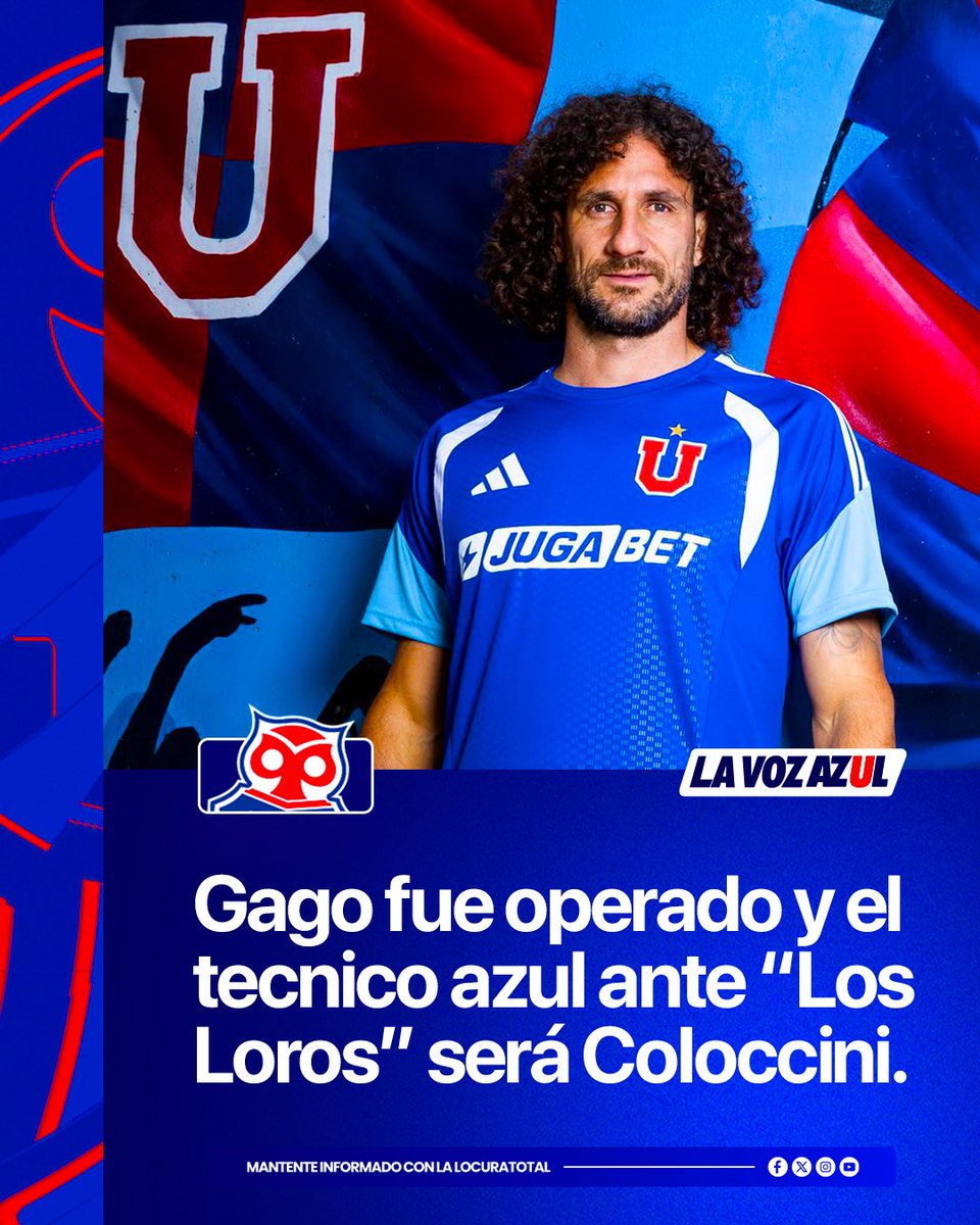 LaVozAzulLT's tweet photo. El técnico de Universidad de Chile, Fernando Gago, fue operado en una clínica del sector oriente de la capital lo que lo obligó a dejar sus labores en el club, por lo que quien tomará las riendas del equipo será Fabricio Coloccini.

El Cordobés ya ha tenido experiencia como técnico en la selección venezolana Sub20 donde dirigió 14 partidos, ganó y empató 4 y obtuvo 6 derrotas entre 2022 y 2023.

#VamosLaU #LocuraTotal 🔵🔴🤘🏻